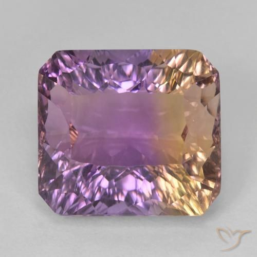 Ametrino bicolor de 8,27 quilates, corte octogonal côncavo de 12,6 x 11,5 mm do Brasil, Photo A