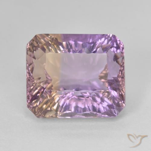 Ametrino bicolor de 8,84 quilates, corte octogonal côncavo de 13,1 x 11,3 mm do Brasil, Photo A