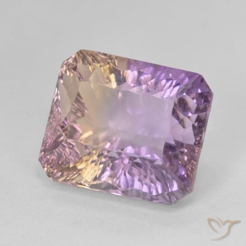 Ametrino bicolor natural 8,84ct, corte esmeralda, VVS-VS