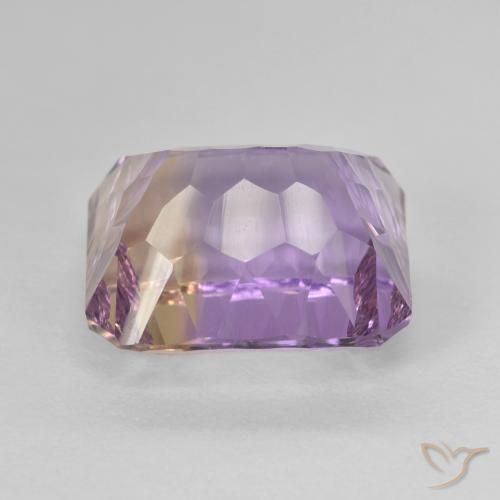 Ametrino bicolor natural 8,84ct, corte esmeralda, VVS-VS
