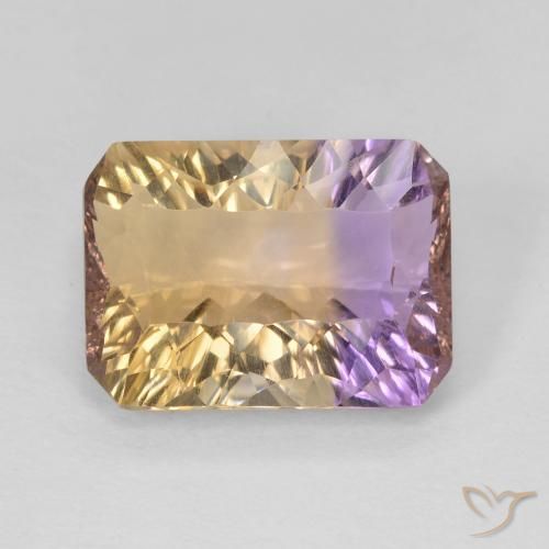 Ametrino bicolor natural 5,35ct, corte esmeralda, VVS-VS
