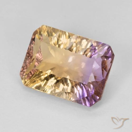 Ametrino bicolor natural 5,35ct, corte esmeralda, VVS-VS