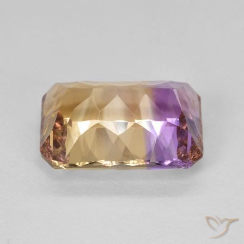 Ametrino bicolor natural 5,35ct, corte esmeralda, VVS-VS