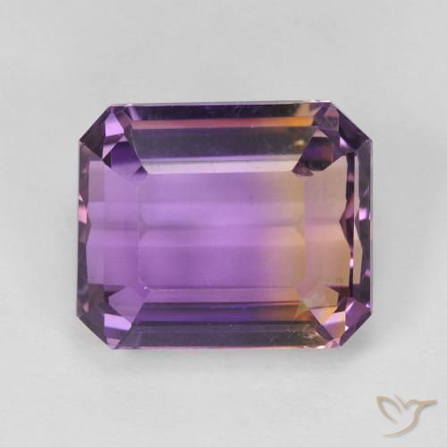 Ametrino bicolor de 8,06 quilates, corte octogonal de 12,6 x 10,6 mm do Brasil, Photo A