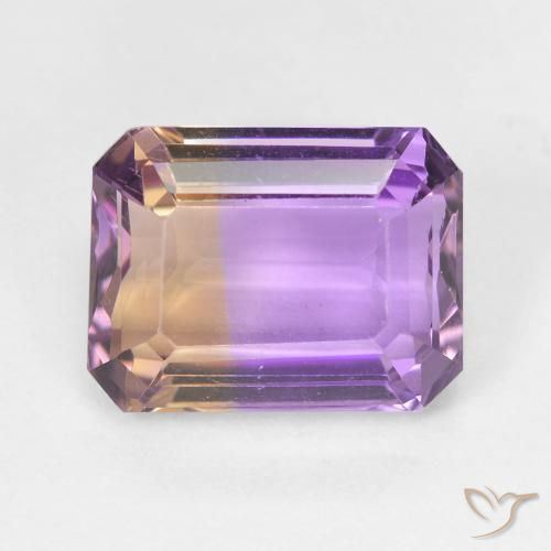 Ametrino bicolor de 4,93 quilates, corte octogonal de 11,4 x 8,7 mm do Brasil, Photo A