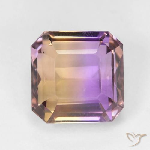 Ametrino bicolor de 6,48 quilates, corte octogonal de 10,7 x 10,7 mm do Brasil, Photo A
