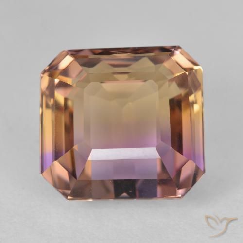 Ametrino bicolor de 11,12 quilates, corte octogonal de 12,6 x 12 mm do Brasil, Photo A