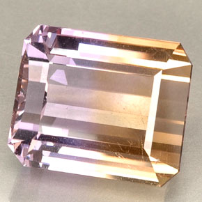 Ametrino amarelo natural 23,37ct, corte esmeralda, VVS