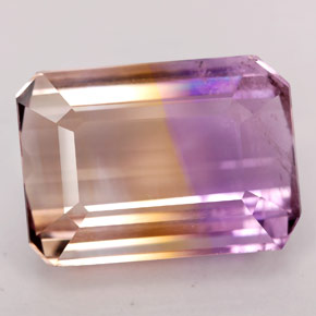 Ametrino amarelo natural 16,32ct, corte esmeralda, SI