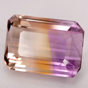 Ametrino amarelo natural 16,32ct, corte esmeralda, SI