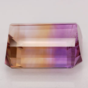 Ametrino amarelo natural 16,32ct, corte esmeralda, SI
