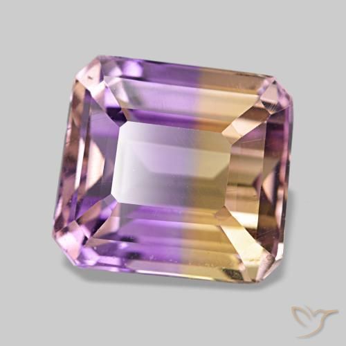 Ametrino bicolor natural 4,22ct, corte esmeralda, VVS-VS