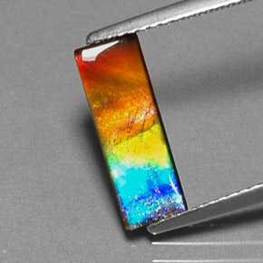 Ammolita Multicolorido Natural 1,83ct, Baguete, Opaco