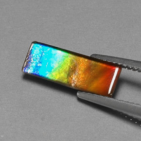 Ammolita Multicolorido Natural 1,83ct, Baguete, Opaco