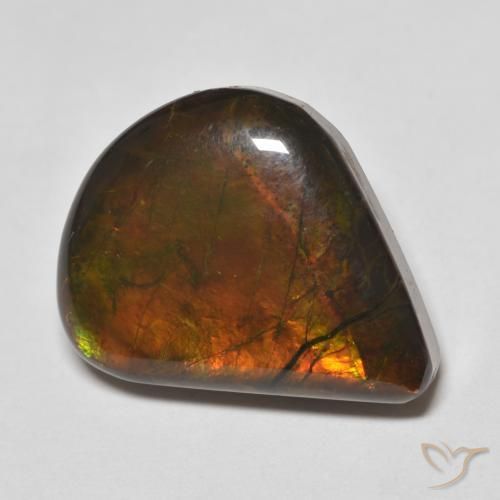 amolita Multicolorido Natural 8.83ct, Formato de pêra, Opaco