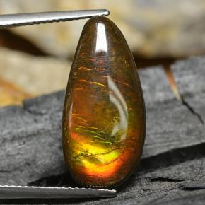 Ammolita multicolorido natural 8,95ct, formato de pêra, opaco