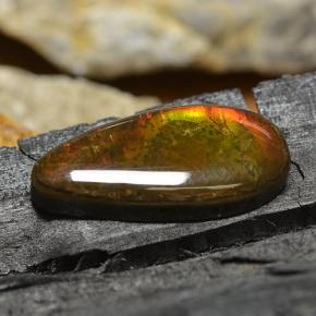 Ammolita multicolorido natural 8,95ct, formato de pêra, opaco