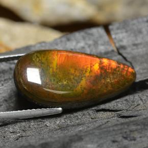 Ammolita multicolorido natural 8,95ct, formato de pêra, opaco