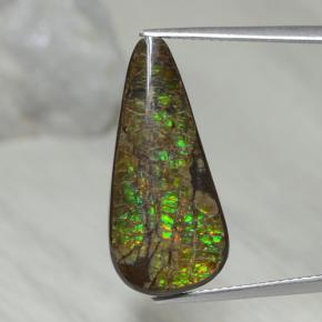 Ammolita multicolorido natural 9,02ct, formato de pêra, opaco