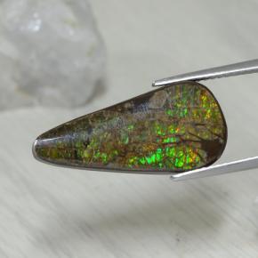 Ammolita multicolorido natural 9,02ct, formato de pêra, opaco