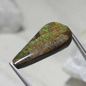 Ammolita multicolorido natural 9,02ct, formato de pêra, opaco