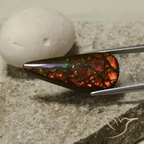 amolita Multicolorido Natural 10.43ct, Formato de pêra, Opaco