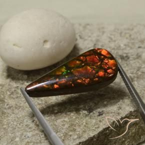 amolita Multicolorido Natural 10.43ct, Formato de pêra, Opaco
