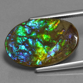 Amolita Multicolorido Natural 15.25ct, Corte Oval, Opaco