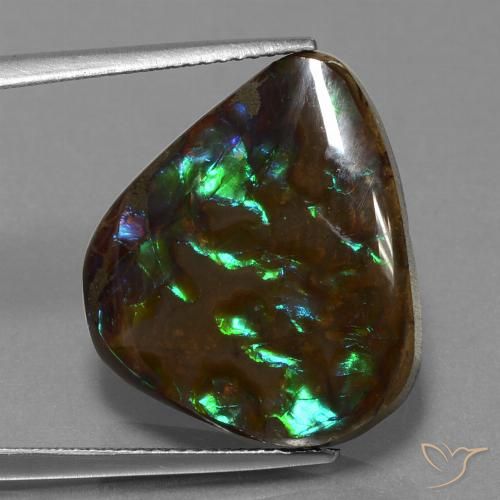 16.77ct Natural Multicolorido amolita, Formato de pêra, Opaco