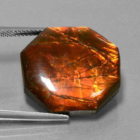 Ammolita multicolorido natural 19,17ct, corte esmeralda, opaco