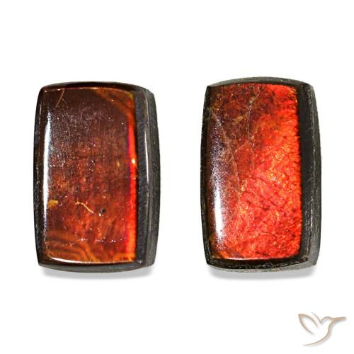 Pedras preciosas de ammolita multicolorido natural de 3,16 ct, baguete, opaco