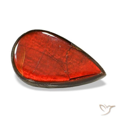 Ammolita multicolorido natural 2,29ct, formato de pêra, opaco