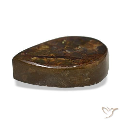 Ammolita multicolorido natural 6,06ct, formato de pêra, opaco