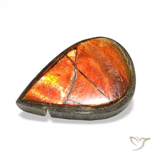 Ammolita multicolorido natural 1,81ct, formato de pêra, opaco
