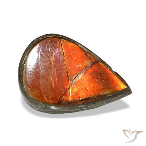 Ammolita multicolorido natural 1,81ct, formato de pêra, opaco
