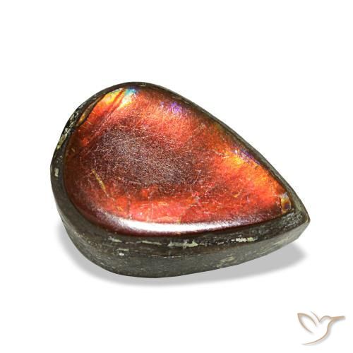 Ammolita multicolorido natural 1,23ct, formato de pêra, opaco