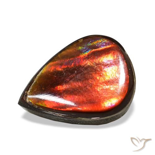 Ammolita multicolorido natural 3,35ct, formato de pêra, opaco