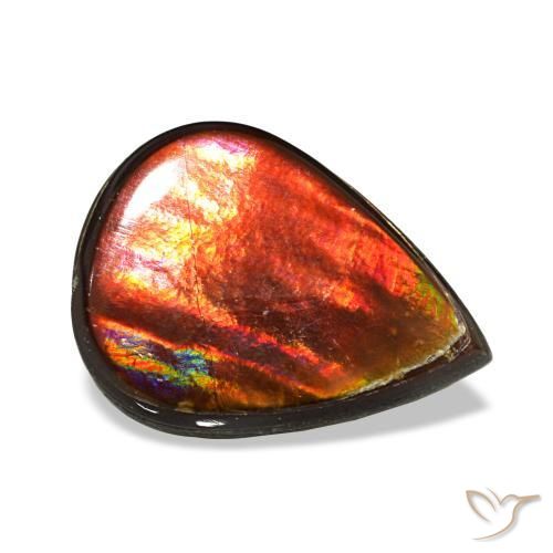 Ammolita multicolorido natural 3,35ct, formato de pêra, opaco