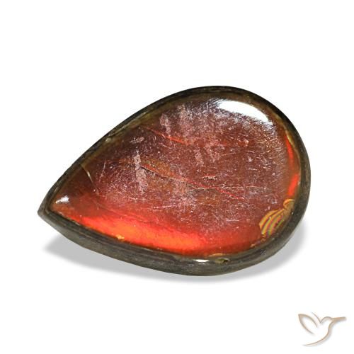 Ammolita multicolorido natural 2,36ct, formato de pêra, opaco
