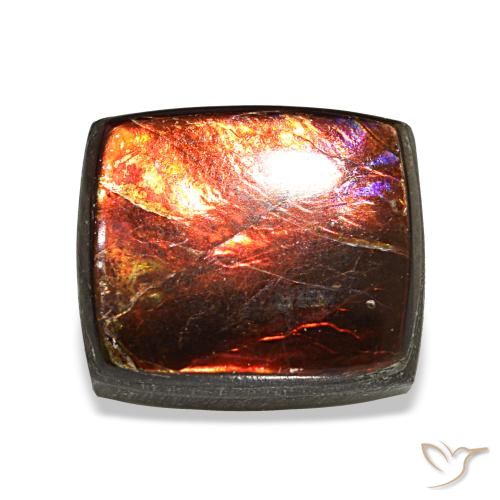 Ammolita multicolorido natural 3,16ct, baguete, opaco