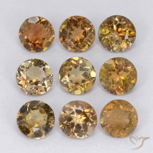 Pedras preciosas de andaluzita multicolorido natural de 2,39 ct, corte redondo, VS-SI