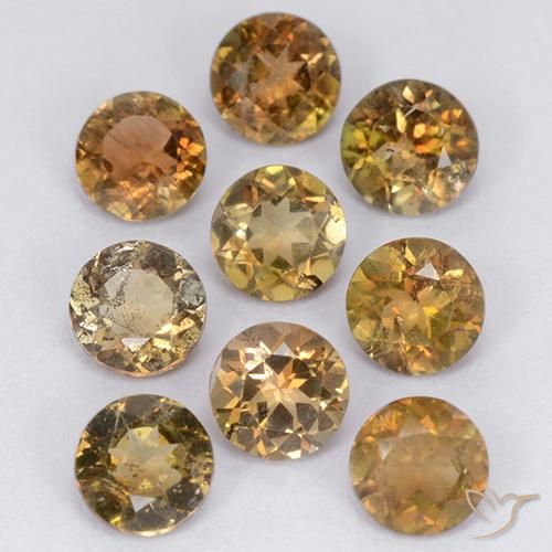 Pedras preciosas de andaluzita multicolorido natural de 2,39 ct, corte redondo, VS-SI