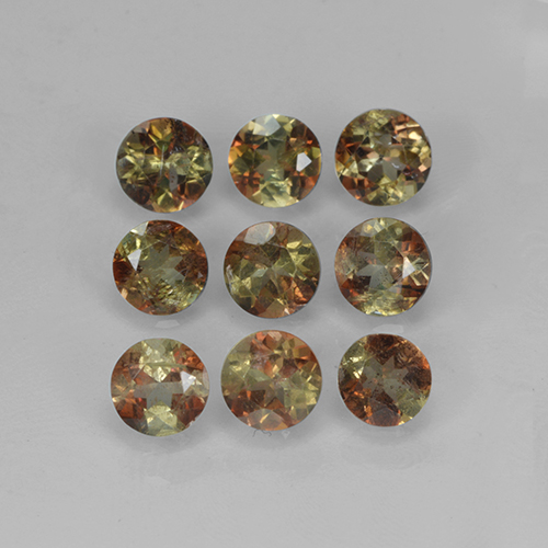 Pedras preciosas de andaluzita multicolorido natural de 2,32 ct, corte redondo, VS-SI