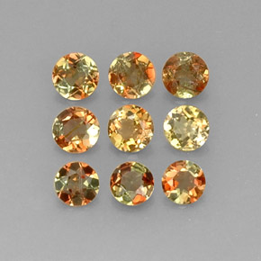 Pedras preciosas de andaluzita amarelo natural de  ct, corte redondo, VS