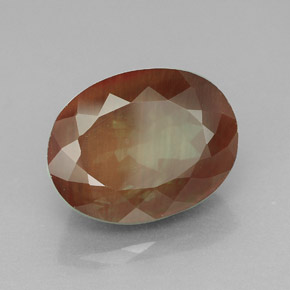 Andesina labradorita vermelho natural 5,92ct, corte oval, VVS