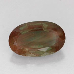 Andesina labradorita vermelho natural 4,83ct, corte oval, VVS-VS