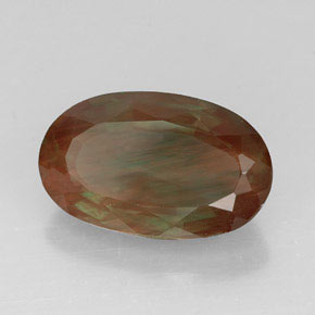 Andesina labradorita vermelho natural 4,83ct, corte oval, VVS-VS