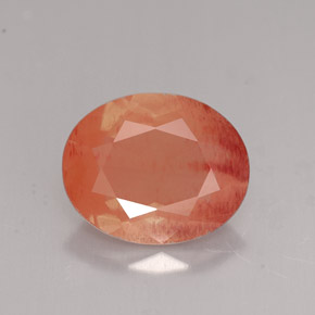 Andesina labradorita laranja natural 2,91ct, corte oval, VVS