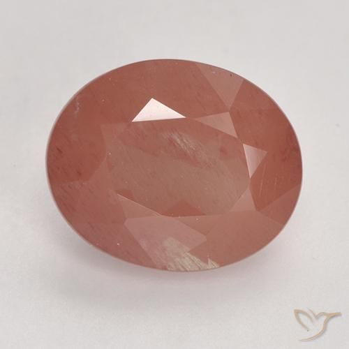 Labradorita andesina vermelho médio Natural 3.16ct, oval, Translúcido