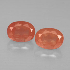 Pedras preciosas de andesina labradorita vermelho natural de  ct, corte oval, VS